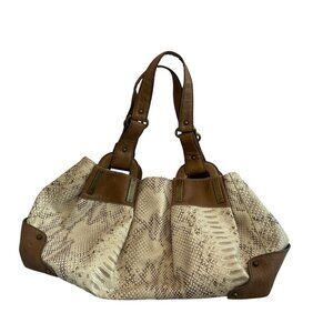Jessica Simpson Snakeskin Print Handbag Purse Tote Vegan Leather Large Women's